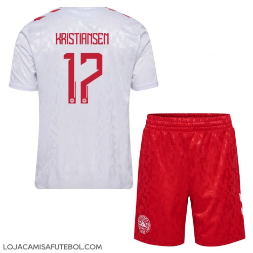 Camisa de Futebol Dinamarca Victor Kristiansen #17 Equipamento Secundário Infantil Europeu 2024 Manga Curta (+ Calças curtas)